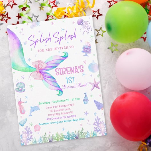 Magische zeemeermin roze Paarse verjaardag Kaart