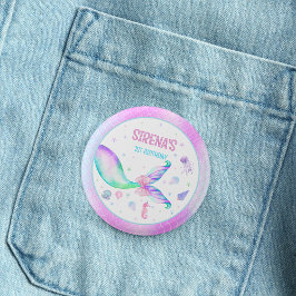 Magische zeemeermin roze Paarse verjaardag Ronde Button 3,2 Cm