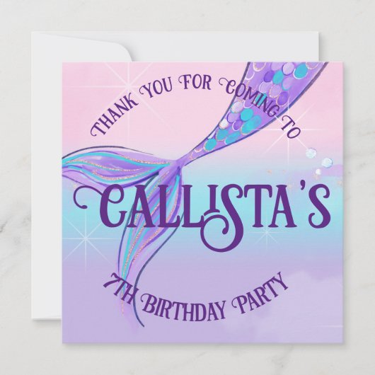 Magische zeemeermin staart dank je kaarten (Voorkant)