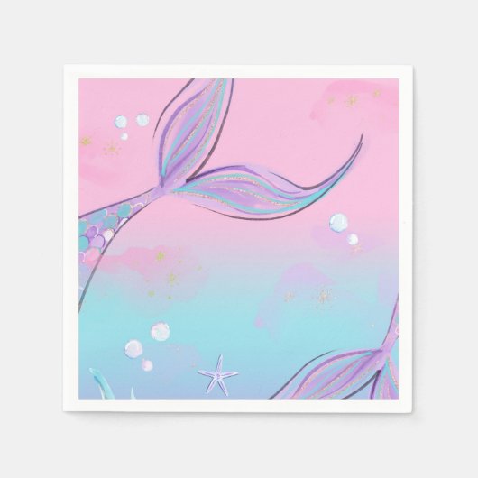 Magische zeemeermin staart partij servetten (Voorkant)