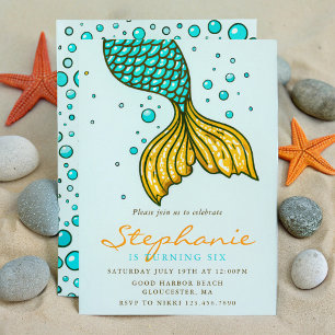 Magische zeemeermin staart turquoise en gouden ver kaart