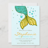 Magische zeemeermin staart turquoise en gouden ver kaart (Voorkant)