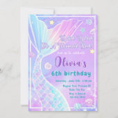 Magische zeemeermin staart verjaardagsfeestuitnodi kaart (Voorkant)