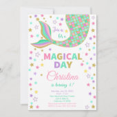 Magische zeemeermin staart verjaardagsuitnodiging kaart (Voorkant)