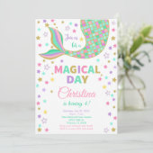 Magische zeemeermin staart verjaardagsuitnodiging kaart (Staand voorkant)