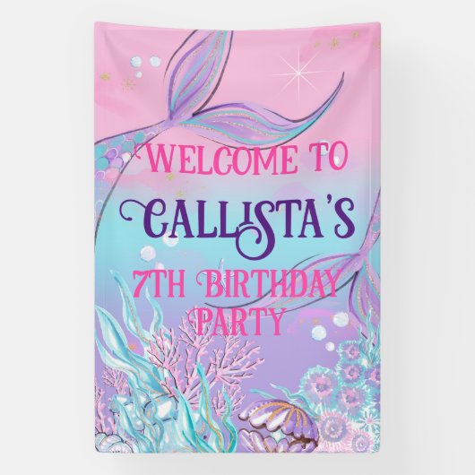 Magische zeemeermin staartbanner - onder het Zee Spandoek (Verticaal)