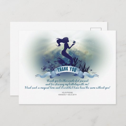 Magische Zeemeermin Verjaardag Dank u Briefkaart (Voorkant / Achterkant)