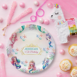 Magische Zeemeermin Verjaardag onder het Zee Foto Papieren Bordje