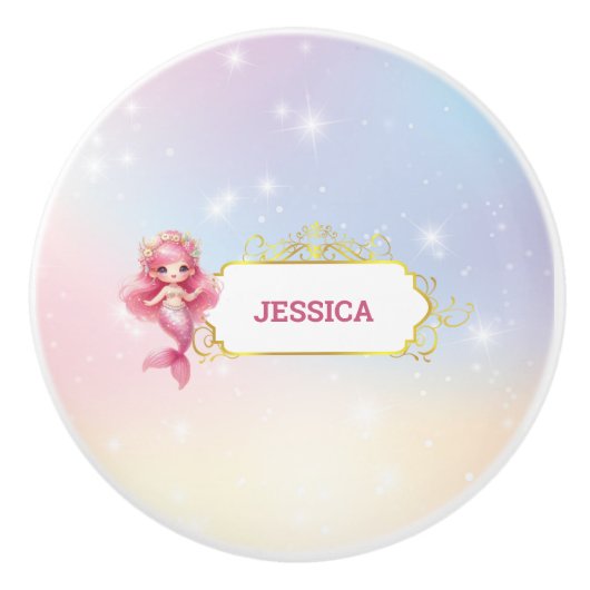 Magische Zeemeermin Verjaardag onder het Zee Keramische Knop (Voorkant)