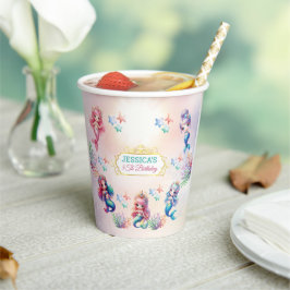 Magische Zeemeermin Verjaardag onder het Zee Papieren Bekers