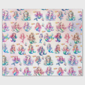 Magische Zeemeermin Verjaardag onder het Zee Patro Cadeaupapier (Vlak)