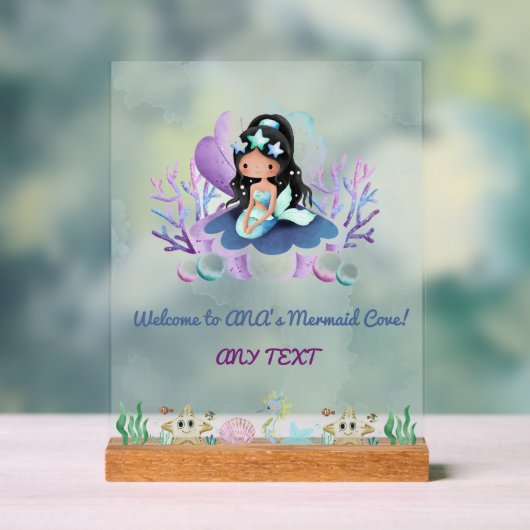 Magische Zeemeermin Verjaardag Welkom Teken Acryl Acryl Bord (Neutraal)