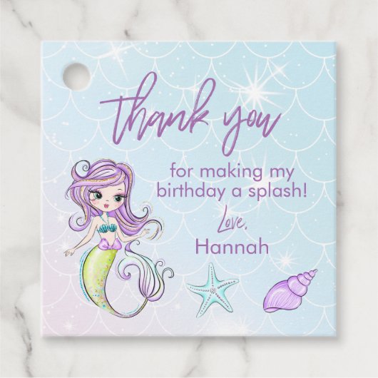 Magische Zeemeermin Verjaardagsfeestje Dank u Favo Bedankjes Labels (Voorkant)