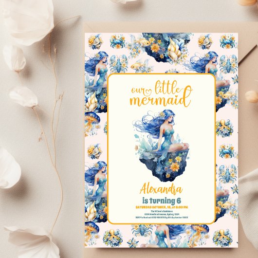 Magische Zeemeermin Verjaardagsfeestje Flyer