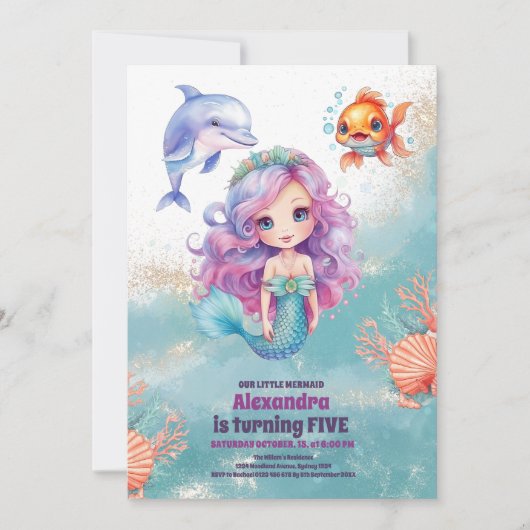 Magische Zeemeermin Verjaardagsfeestje Kaart (Voorkant)