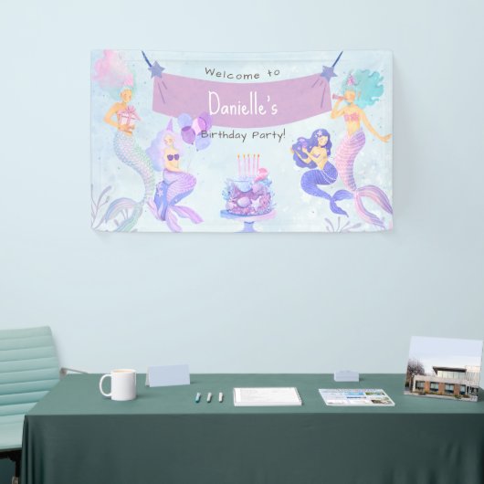 Magische Zeemeermin Verjaardagsfeestje Spandoek (Beurs)