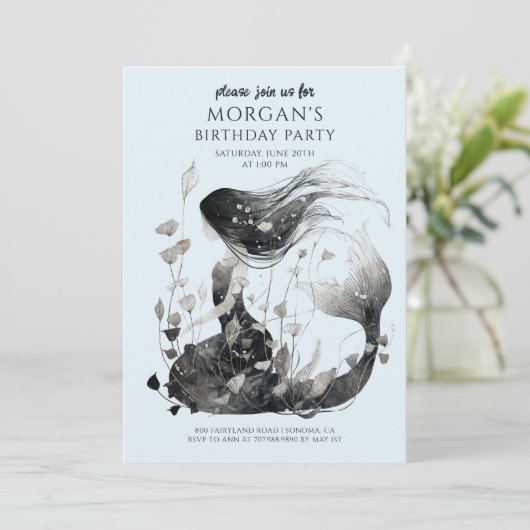 Magische Zeemeermin Waterverf Meisje Verjaardag Kaart (Staand voorkant)