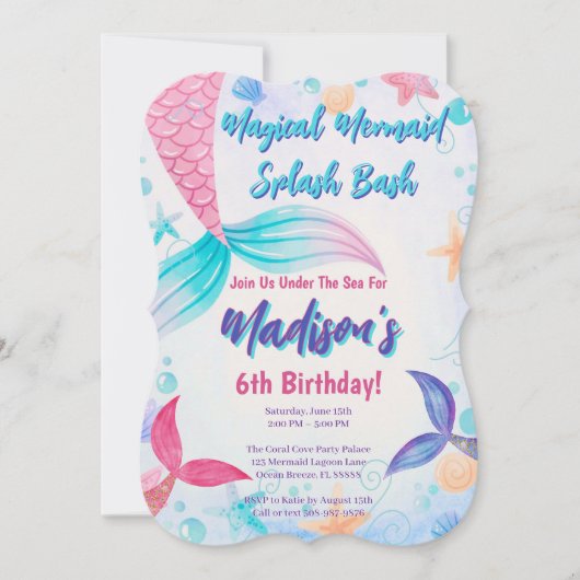 Magische zeemeermin Waterverf Tail verjaardagsfees Kaart (Voorkant)