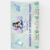 Magische Zeemeermin Waterverf Verjaardag Welkomstb Spandoek (Verticaal)