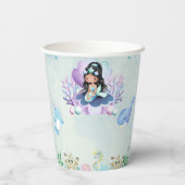 Magische Zeemeermin Waterverf Verjaardagsfeest Papieren Bekers (Achterkant)