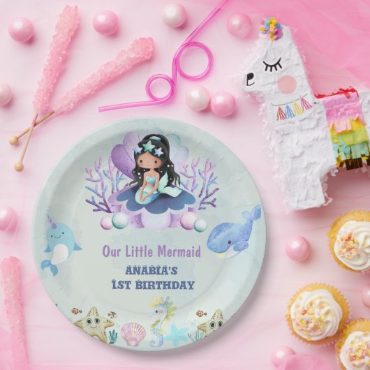 Magische Zeemeermin Waterverf Verjaardagsfeest Papieren Bordje (Feest)