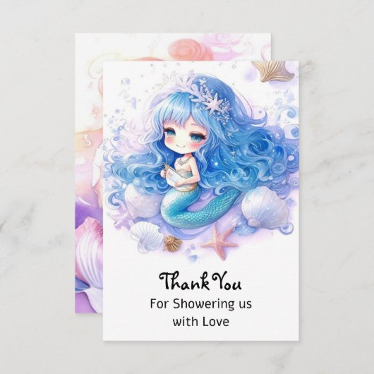 Magische Zeemeermin Zee Princess Baby shower Bedankkaart (Voorkant / Achterkant)