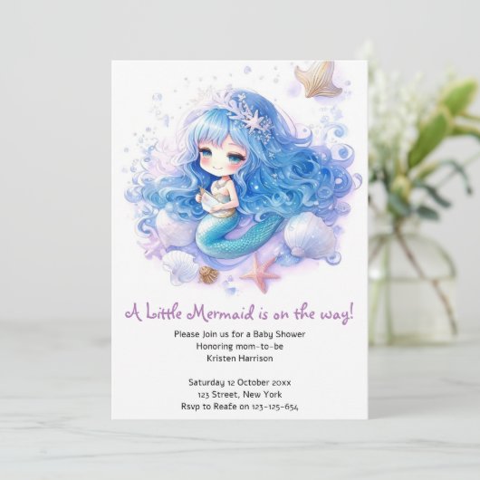 Magische Zeemeermin Zee Princess Baby shower Kaart (Staand voorkant)
