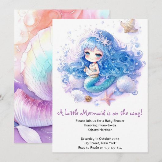 Magische Zeemeermin Zee Princess Baby shower Kaart (Voorkant / Achterkant)