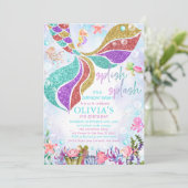 Magische Zeemeermin Zwembad Party Verjaardag uitno Kaart (Staand voorkant)