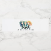 Magische zeemeerminnen Birthday Waterfles Etiket (Enkel label)