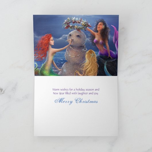 Magische zeemeerminnen op het strand Kleurrijke Ke Feestdagen Kaart (Binnen)