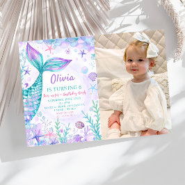 Magische zeemeerminnen staart verjaardagsfeestfoto kaart