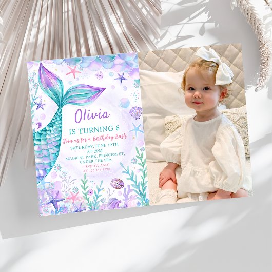 Magische zeemeerminnen staart verjaardagsfeestfoto kaart