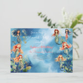 Magische zeemeerminnen verjaardag kaart (Staand voorkant)