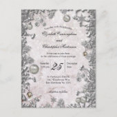 Magische Zilveren Winter Kerstmis Bruiloft Uitnodi Briefkaart (Voorkant)