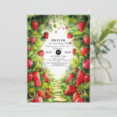 Magische Zoete Eenvoudige Aardbei Verjaardag Kaart (Staand voorkant)