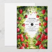 Magische Zoete Eenvoudige Aardbei Verjaardag Kaart (Voorkant / Achterkant)