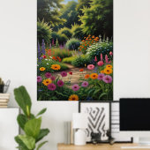 Magische Zomertuin Acryl Poster (Thuiskantoor)