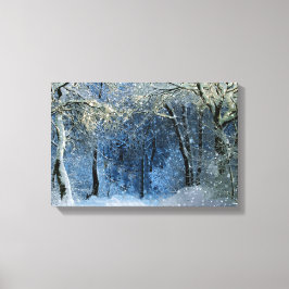 Magische zondshine Sneeuwwonderland Canvas Afdruk