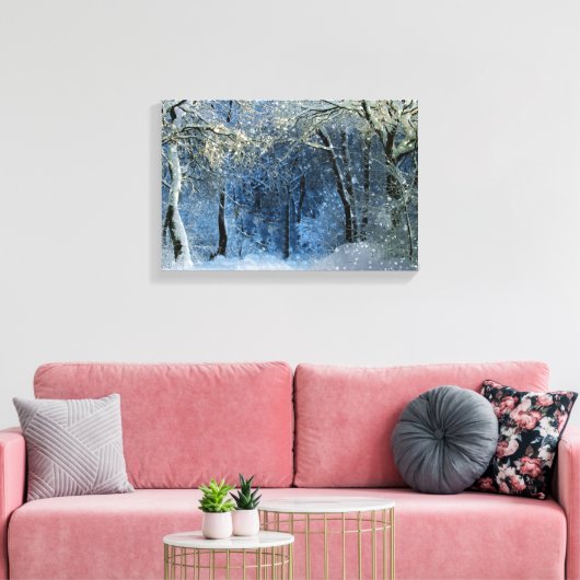 Magische zondshine Sneeuwwonderland Canvas Afdruk (Insitu (Woonkamer))