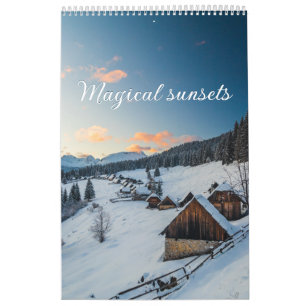 Magische zonsondergang berglandschap foto kalender