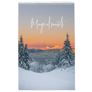 Magische zonsondergang berglandschap foto kalender