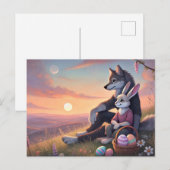 Magische zonsondergang moment - Wolf & Bunny Pasen Feestdagenkaart (Voorkant / Achterkant)