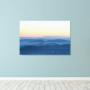 Magische zonsondergang nevelige lagen canvas afdruk
