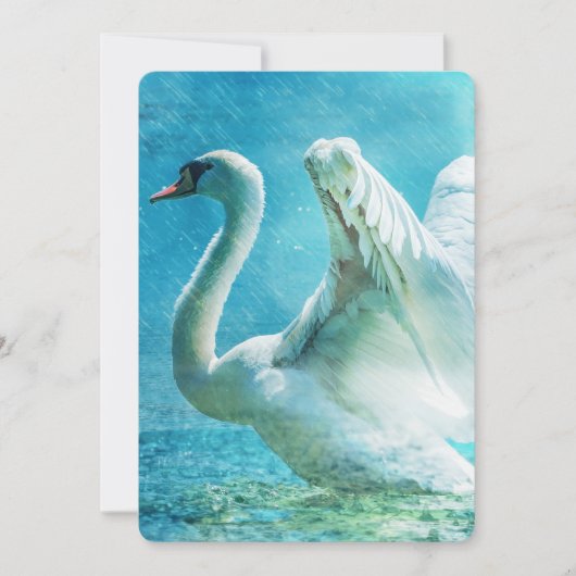 Magische Zwaan Tijdens Een Zomerregen Bruiloft Kaart (Voorkant)