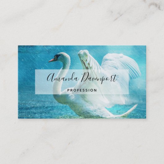 Magische zwaan tijdens een zomerregen douche visitekaartje (Voorkant)