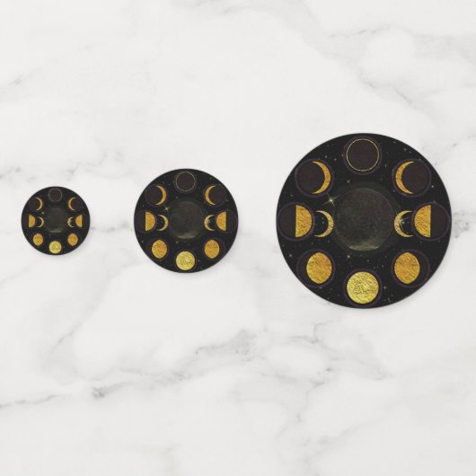 Magische Zwart & Gouden Maan Phases Esoteric Party Confetti (Achterkanten)