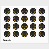 Magische Zwart & Gouden Maan Phases Esoteric Party Ronde Sticker (Vel)