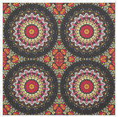 Magische Zwarte en Rode Mandala Stof (Swatch)