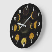 Magische zwarte & gouden maanfasen grote klok (Hoek)